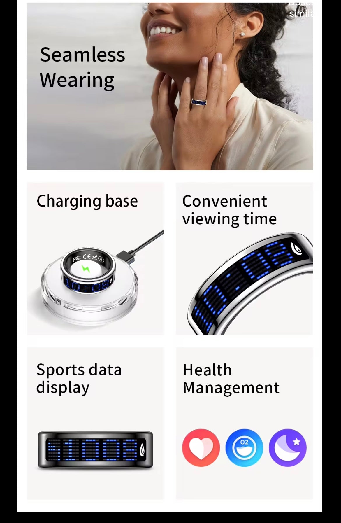 Anillo Inteligente SR16 con Pantalla LED: Monitor de Salud, Sueño y Actividad