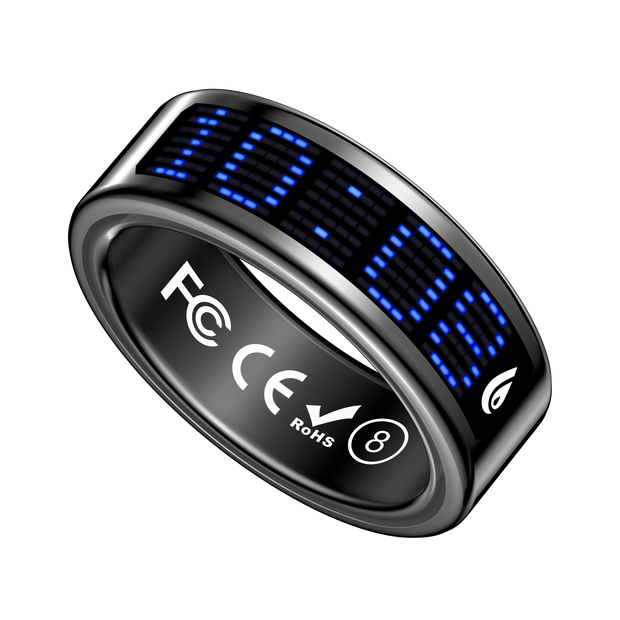 Smart Ring SR16 con Pantalla LED | Monitor de Ritmo Cardíaco, Oxígeno y Pasos | IP68 | Compatible Android/iOS