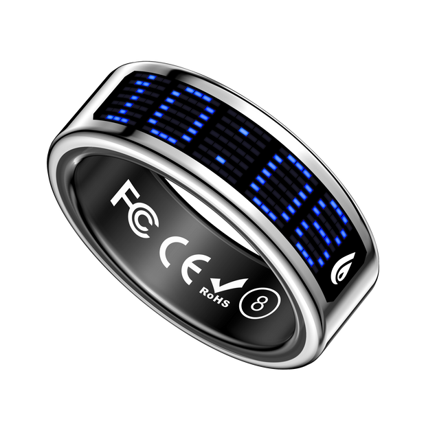 Smart Ring SR16 con Pantalla LED | Monitor de Ritmo Cardíaco, Oxígeno y Pasos | IP68 | Compatible Android/iOS